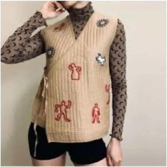 NWOT Zara Embroidered Quilted Vest Size L - Picture 1 of 13